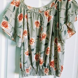 Green Floral Summer Blouse